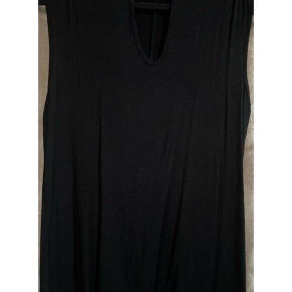 Jennifer Lopez Black Sleeveless Keyhole Neckline Choker Cut Top Tunic Collar Med - Picture 9 of 16